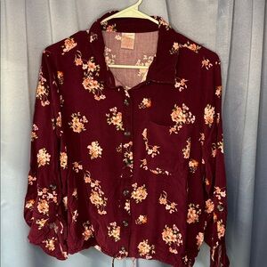 No Boundaries Burgundy Floral Top